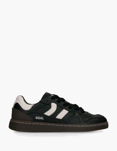 Coolway Goal Black Leather Man Sneakers