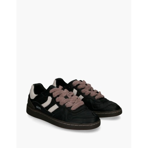 Coolway Goal Black Leather Man Sneakers