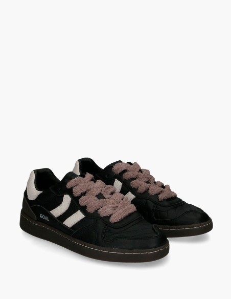 Coolway Goal Black Leather Man Sneakers