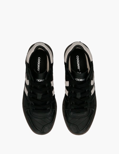 Coolway Goal Black Leather Man Sneakers