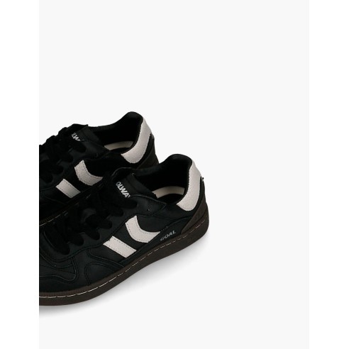 Coolway Goal Black Leather Man Sneakers