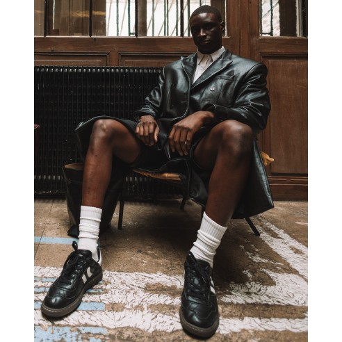 Coolway Goal Black Leather Man Sneakers