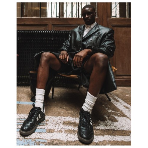Coolway Goal Black Leather Man Sneakers
