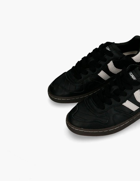 Coolway Goal Black Leather Man Sneakers