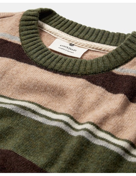 Anerkjendt Aksune Jac Stripe Lambswool Knit Forest Night