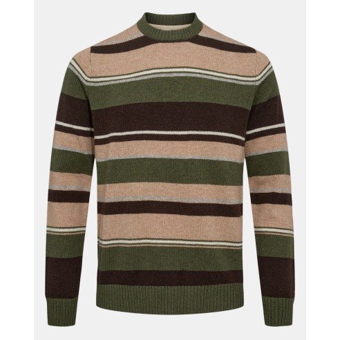 Anerkjendt Aksune Jac Stripe Lambswool Knit Forest Night