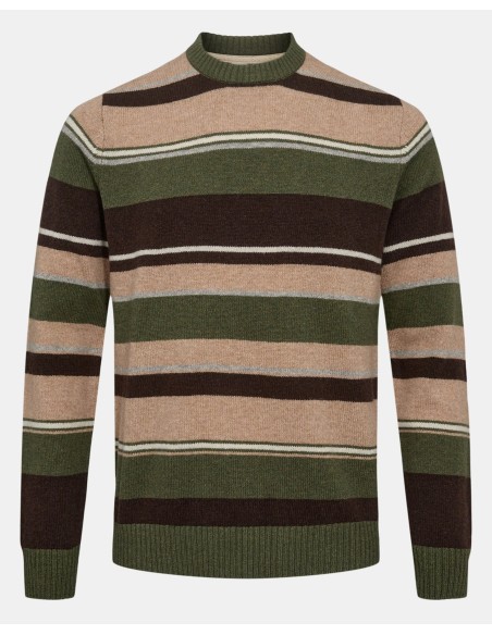 Anerkjendt Aksune Jac Stripe Lambswool Knit Forest Night