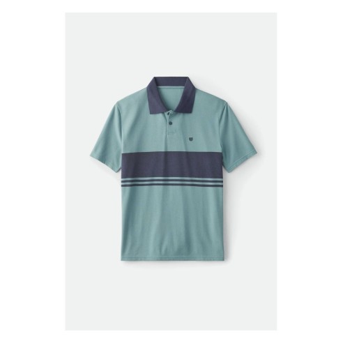 Brixton Shield Stripe Polo Crossover Knit Ocean/Washed navy