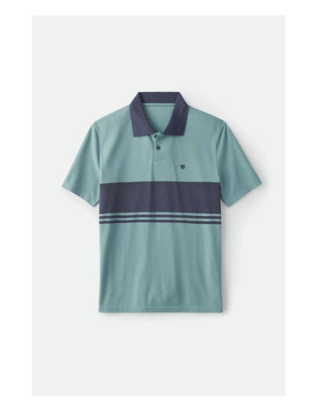 Brixton Shield Stripe Polo Crossover Knit Ocean/Washed navy