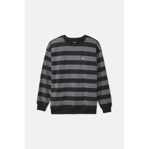 Sudadera Brixton Hilt Stripe crew Washed Black/Beige