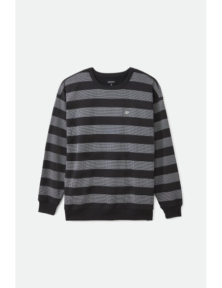 Sudadera Brixton Hilt Stripe crew Washed Black/Beige