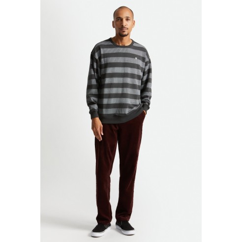 Sudadera Brixton Hilt Stripe crew Washed Black/Beige
