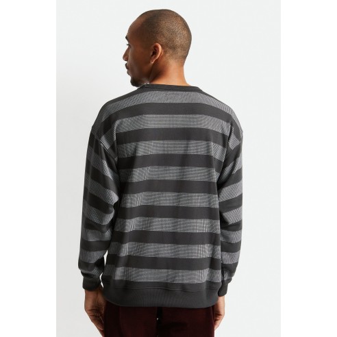 Sudadera Brixton Hilt Stripe crew Washed Black/Beige