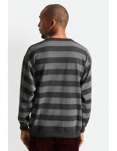 Sudadera Brixton Hilt Stripe crew Washed Black/Beige