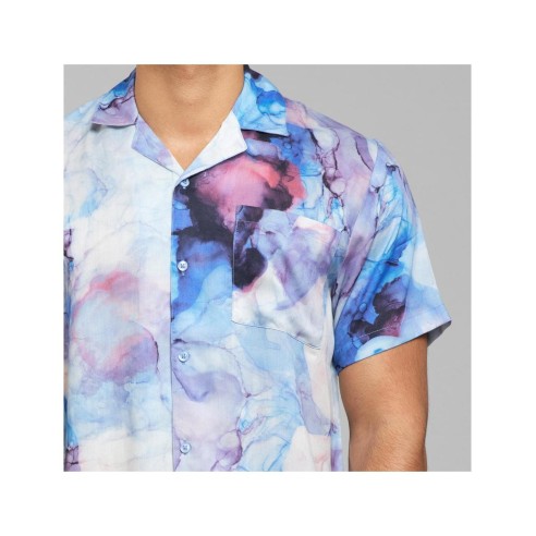 Dedicated Marstrand Ocean Ink Multicolor Shirt - Tencel Lyocell
