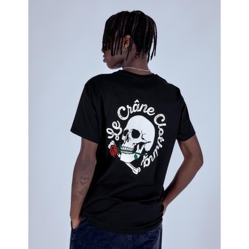 Camiseta Le Crane Skull And Roses Negro Unisex