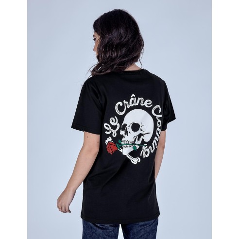 Le Crane Skull And Roses Black Unisex T-shirt