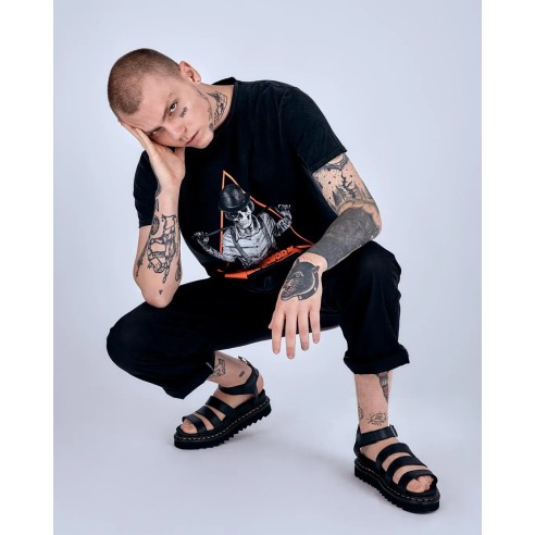 Le Crane Orange Black T-Shirt