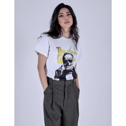 Le Crane Padrino White T-shirt Homage to The Godfather