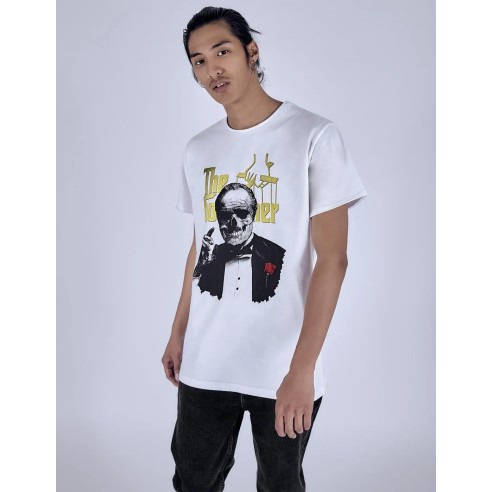 Le Crane Padrino White T-shirt Homage to The Godfather