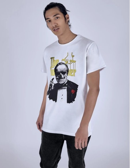 Le Crane Padrino White T-shirt Homage to The Godfather