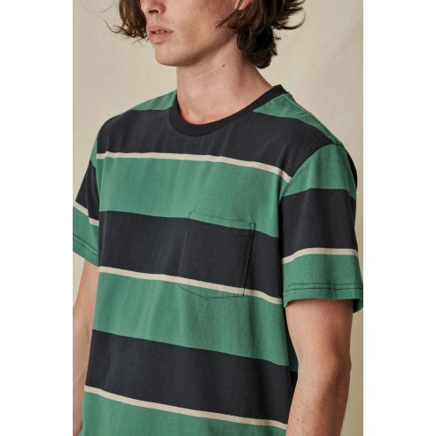 Globe Bootleg Dreams Stripe Tee Sea - ORGANIC COTTON