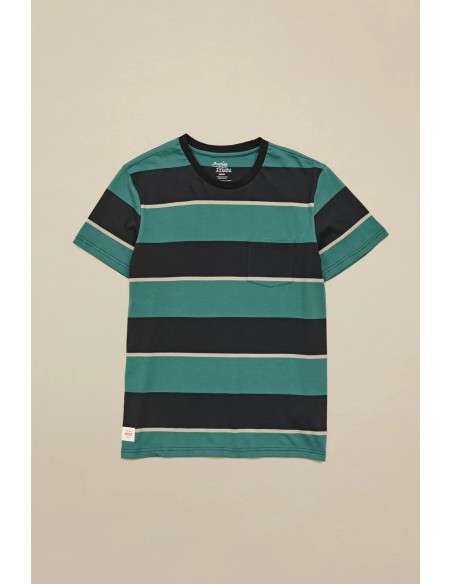 Camiseta Globe Bootleg Dreams Stripe Tee Sea - ALGODÓN ORGÁNICO