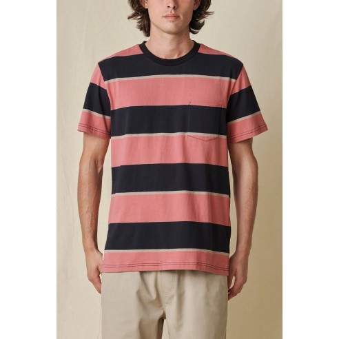 Globe Bootleg Dreams Stripe Tee Red Smoke - ORGANIC COTTON