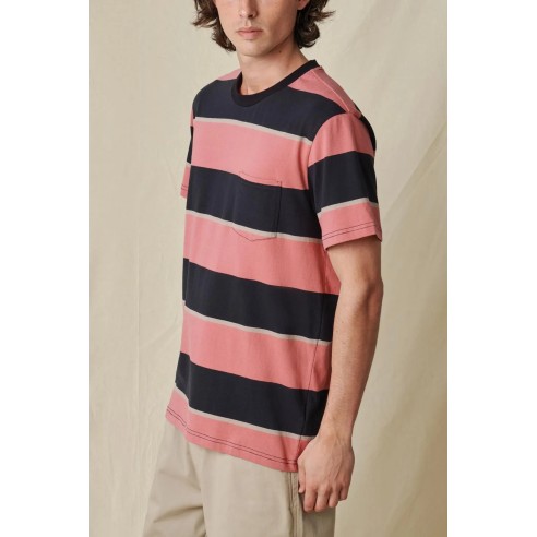 Globe Bootleg Dreams Stripe Tee Red Smoke - ORGANIC COTTON