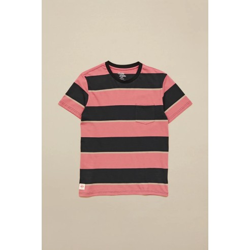 Globe Bootleg Dreams Stripe Tee Red Smoke - ORGANIC COTTON