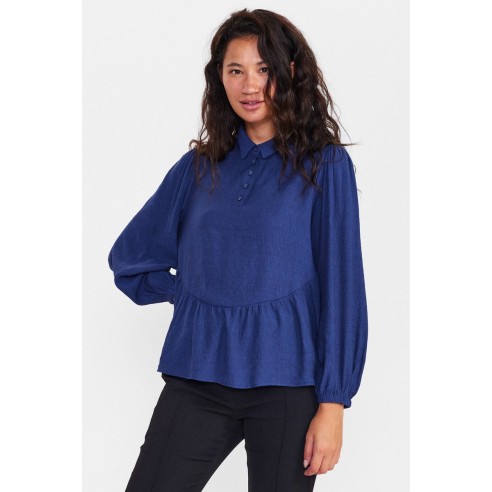 Blusa Nümph Nucaltine lisa Dark Sapphire