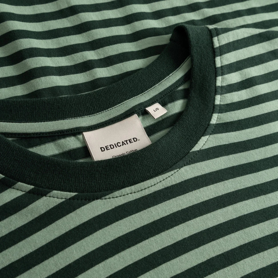 Camiseta Dedicated Stockholm Stripes Dark Green / Granite Green