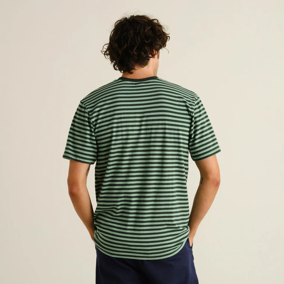 Camiseta Dedicated Stockholm Stripes Dark Green / Granite Green