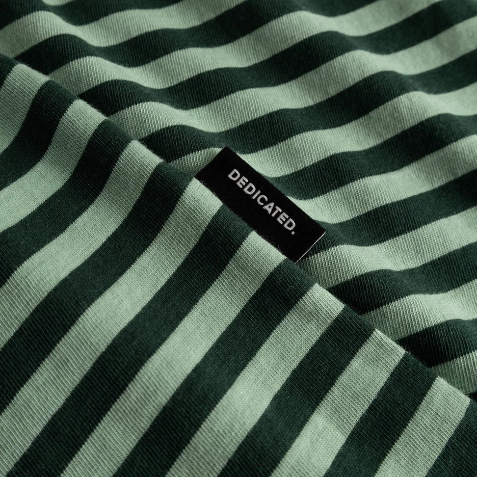 Camiseta Dedicated Stockholm Stripes Dark Green / Granite Green