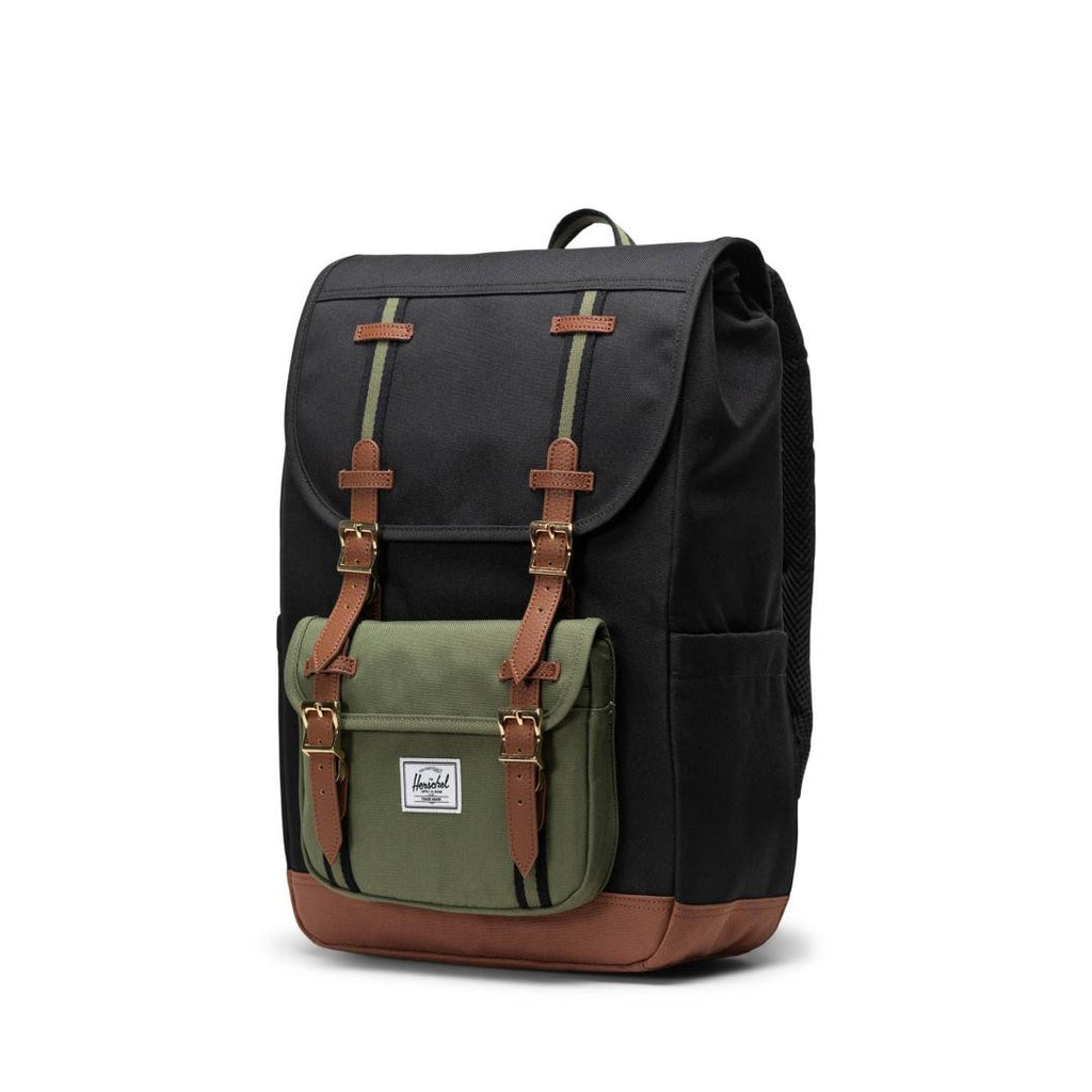 Mochila Herschel Little America Mid Volume Black Four leaf clover