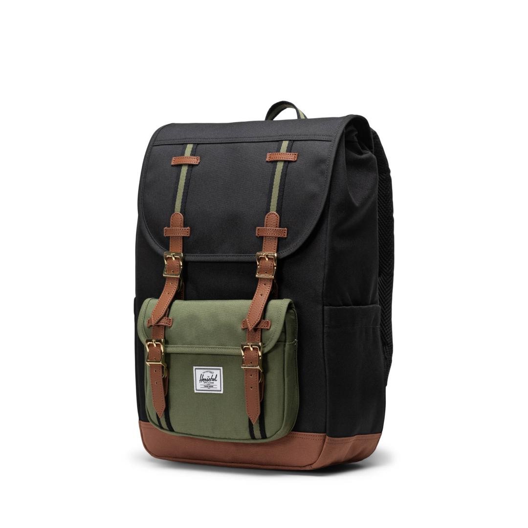 Mochila Herschel Little America Mid Volume Black Four leaf clover