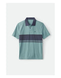 Polo Brixton Shield Stripe Polo Crossover Knit Ocean/Washed navy - Roundtrip