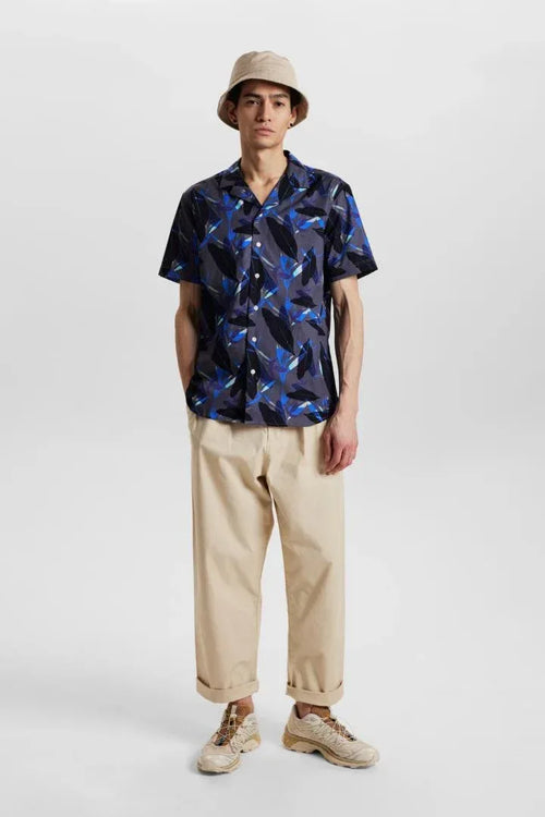 Camisa Anerkjendt Akleo Poplin AOP Bonnie Blue
