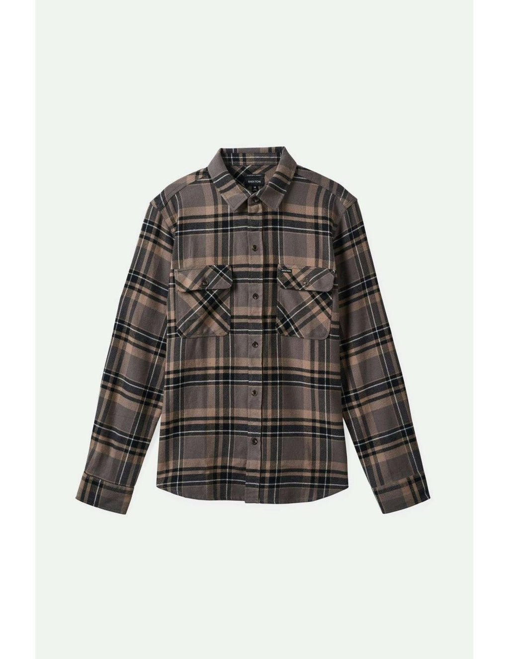 Camisa Brixton Bowery L/S Flannel Charcoal Black Cinder Grey
