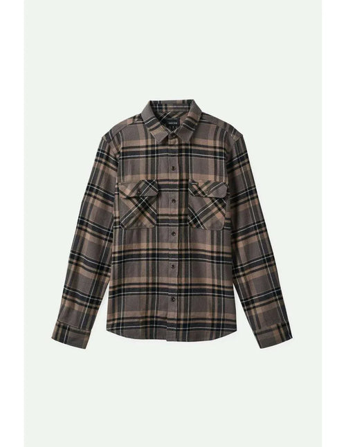 Camisa Brixton Bowery L/S Flannel Charcoal Black Cinder Grey