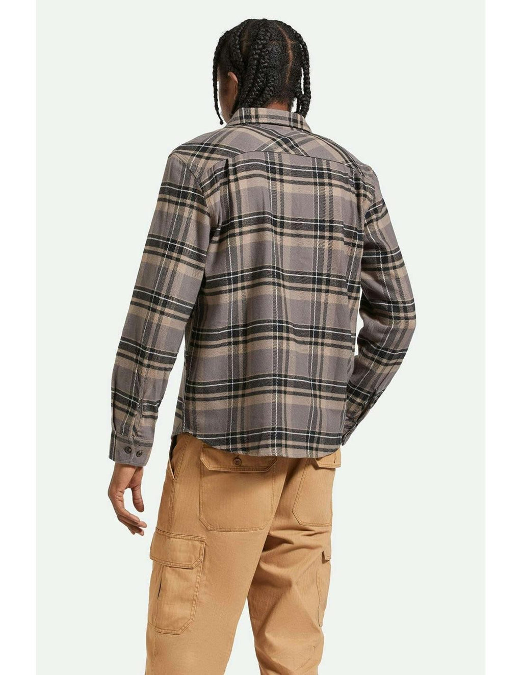 Camisa Brixton Bowery L/S Flannel Charcoal Black Cinder Grey