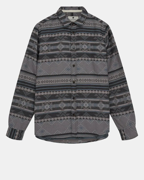 Camisa Anerkjendt Aklouis Jacquard Shirt Dark Grey Mel