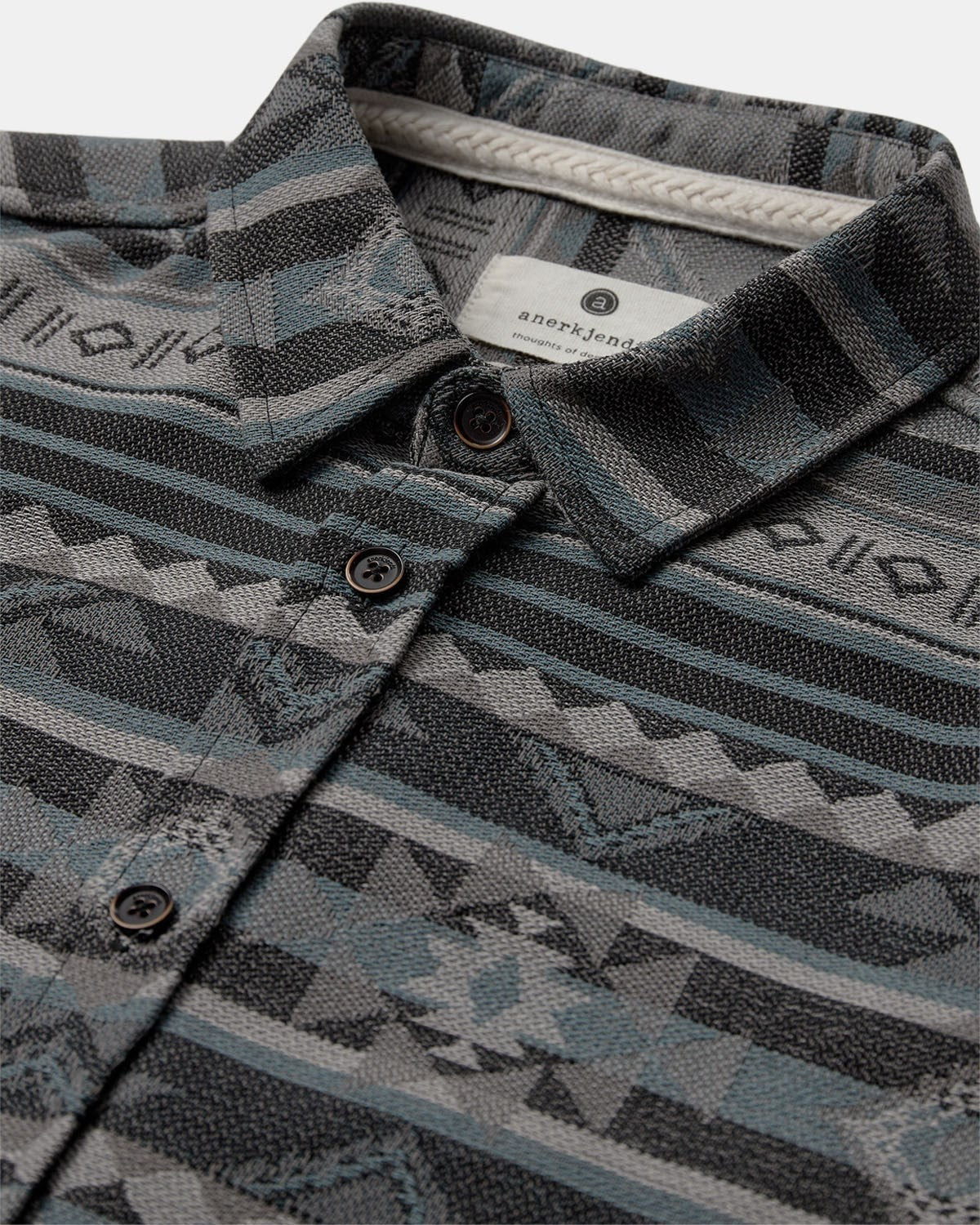 Camisa Anerkjendt Aklouis Jacquard Shirt Dark Grey Mel