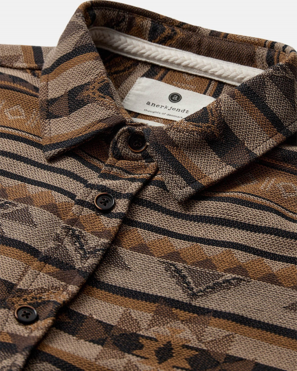 Camisa Anerkjendt Aklouis Jacquard Shirt Chocolate Brown