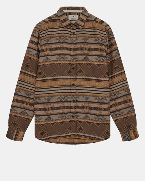 Camisa Anerkjendt Aklouis Jacquard Shirt Chocolate Brown