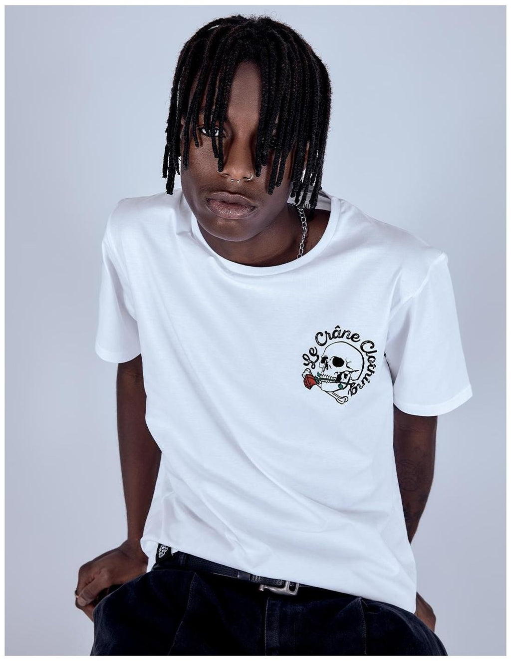 Camiseta Le Crane Skull And Roses Blanco