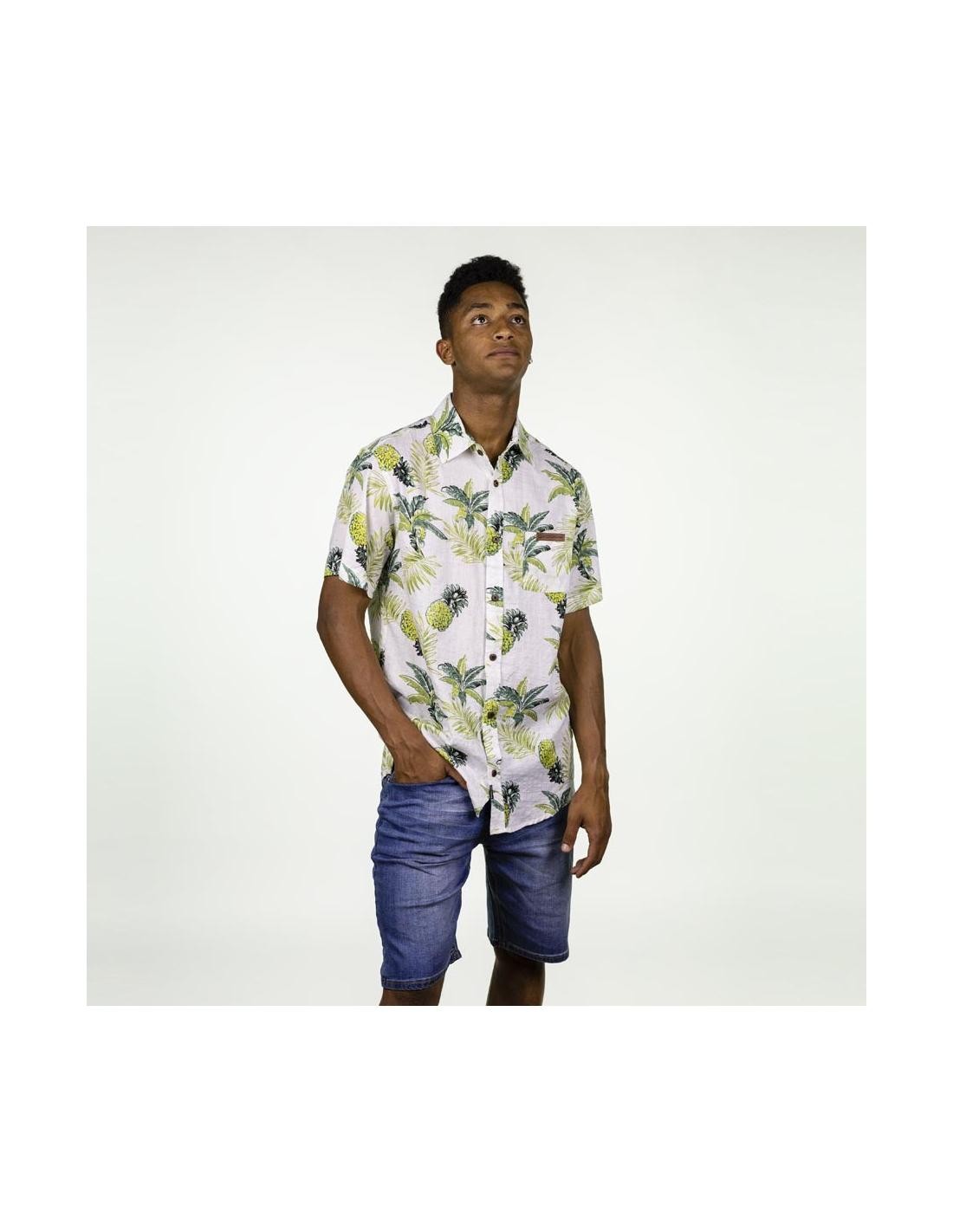 Camisa Hydroponic Makahiki White Tropical