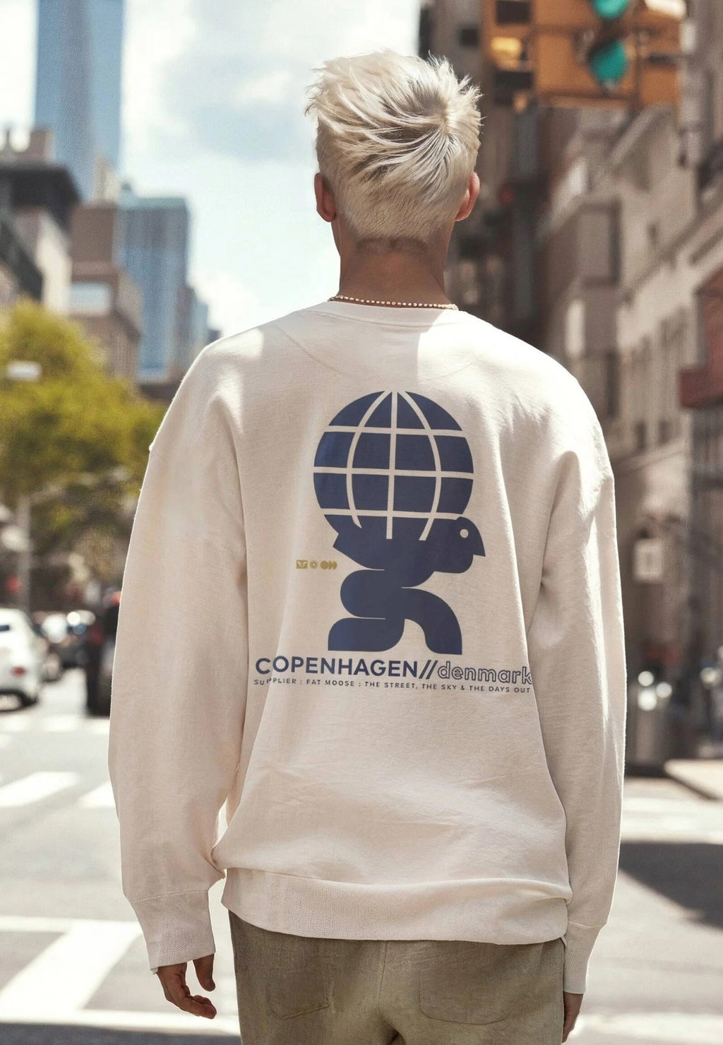 Sudadera Fat Moose Jaxon crew Ecru