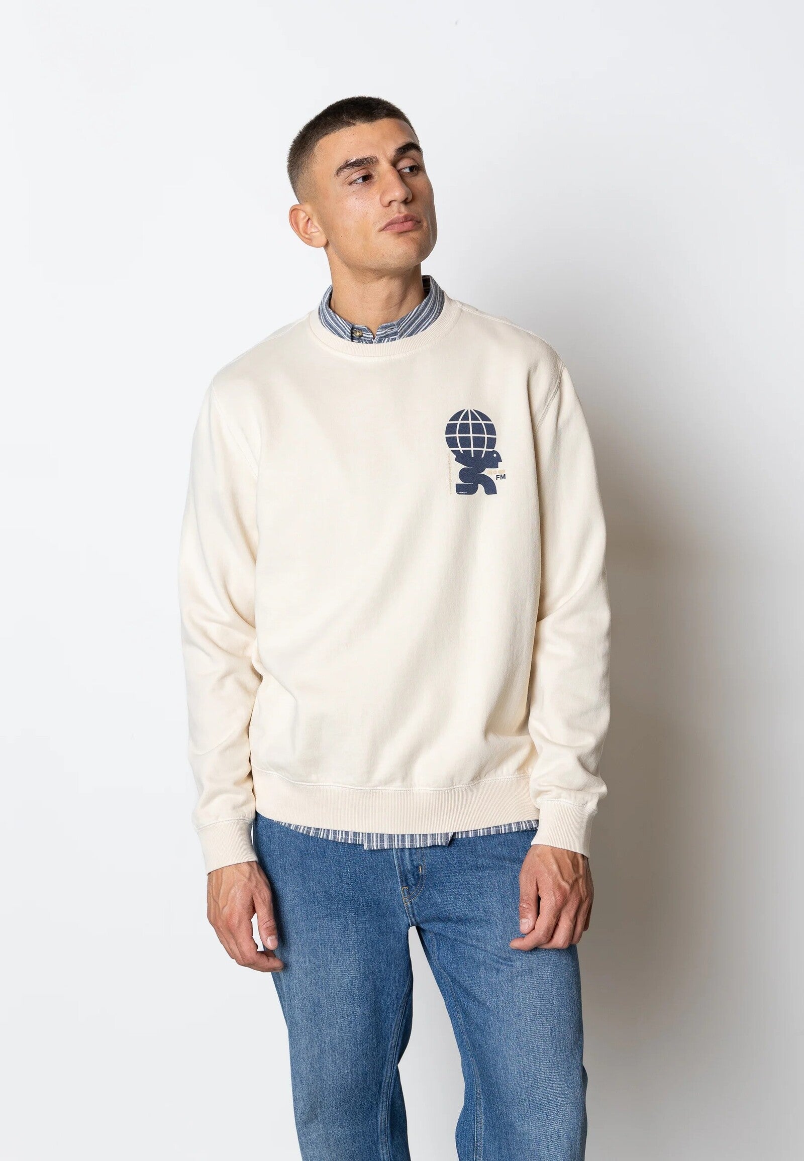 Sudadera Fat Moose Jaxon crew Ecru