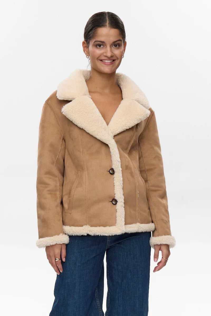 Chaqueta Nümph Nueliotta Reversible Cognac